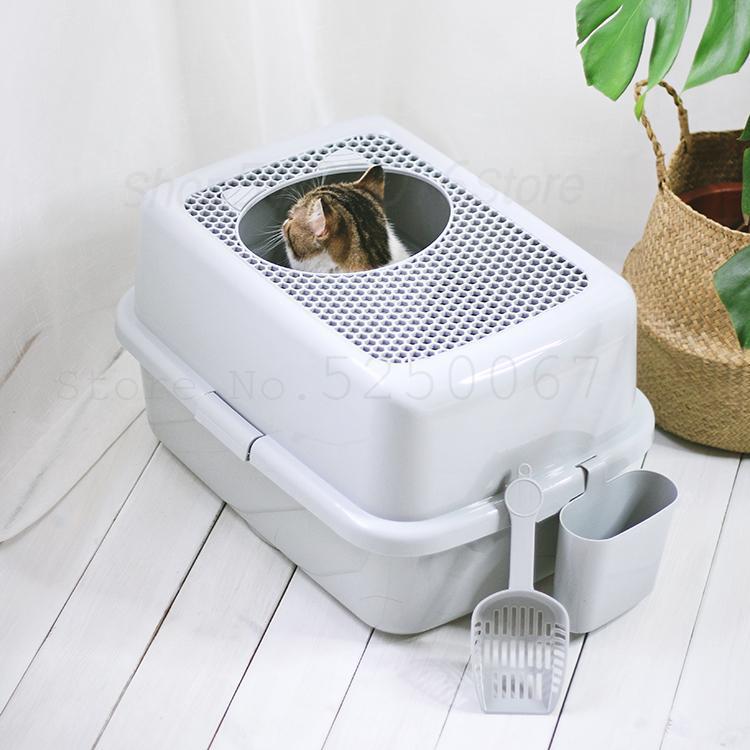 Fully Enclosed Cat Sand Basin Anti-splash Mesh Screen Super Large Cat Top Semi-enclosed Toilet Deodorizing Cat Sand Basin: Model4