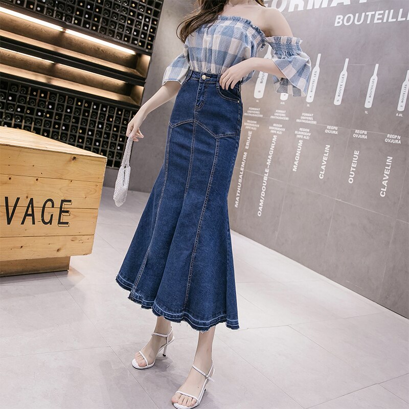 Jupe Leifsdottir En Denim Foncé à Volants - Taille 12, Extensible, Longueur Au-dessus Du Genou, Occasion Excellent état