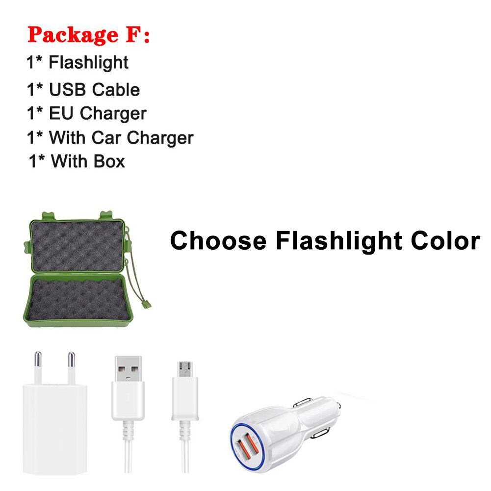 Portable XPE+COB LED Flashlight USB Rechargeable Torch Work Light Foldable Emergency Camping Lamp Waterproof With Magnet Hook: Package F / Red