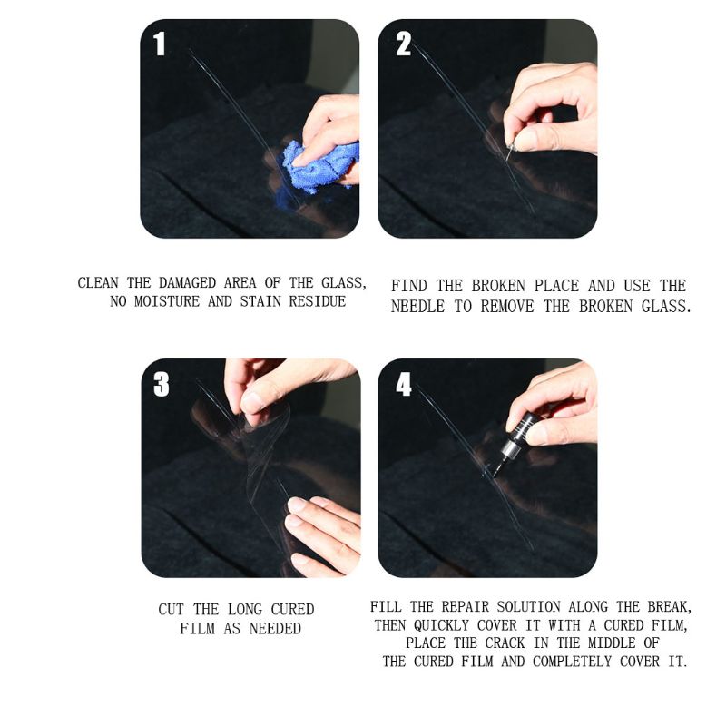 Windshield Repair Kit Quick Fix DIY Car Wind Glass Bullseye Rock Chip Crack Star Easy Instructions Operation Car Auto Accessory