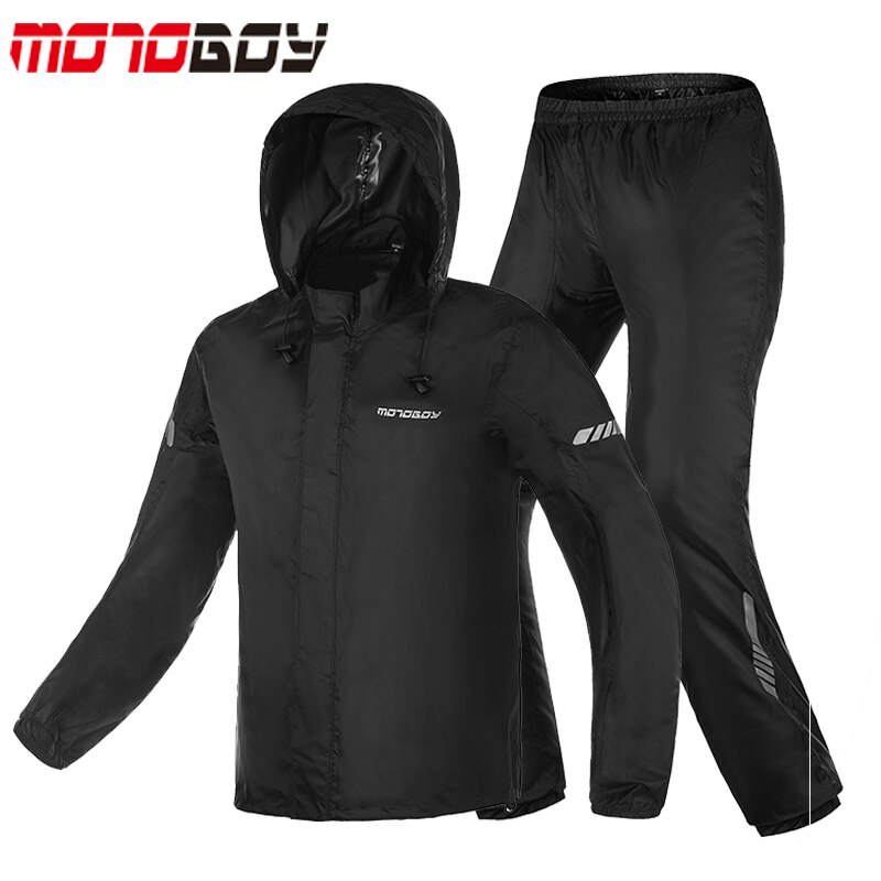 Ultra-Dunne Man Motoboy Motorfiets Regenjas Broek Pak Waterdicht Motorcross Jas Broek Nacht Reflecterende Sml Xl Xxl xxxl: BLACK / S