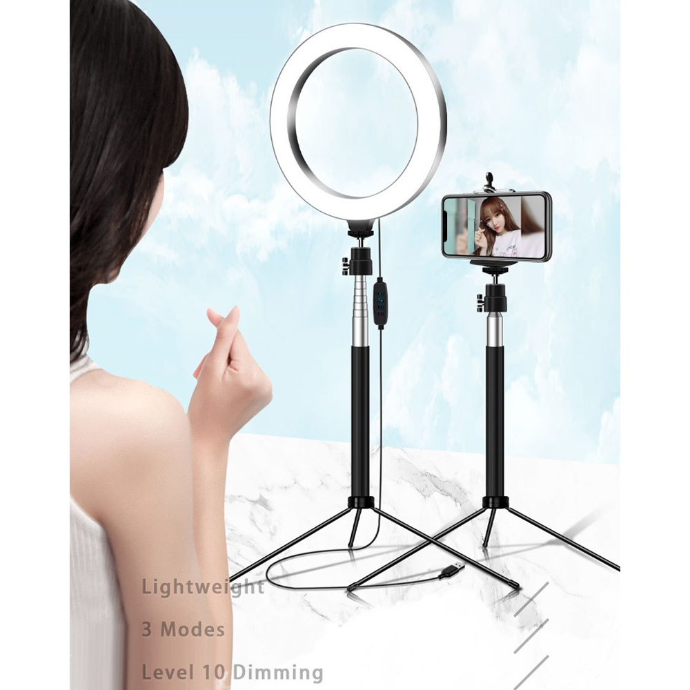 20cm LED ring light with tripod stand USB ringlight Selfie stick ring lights makeup light ring with set lighting fill righ