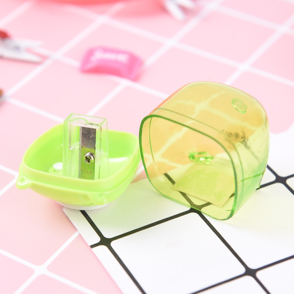 Liten gris godis färg pennvässare kawaii tecknade djur pennvässare för student brevpapper