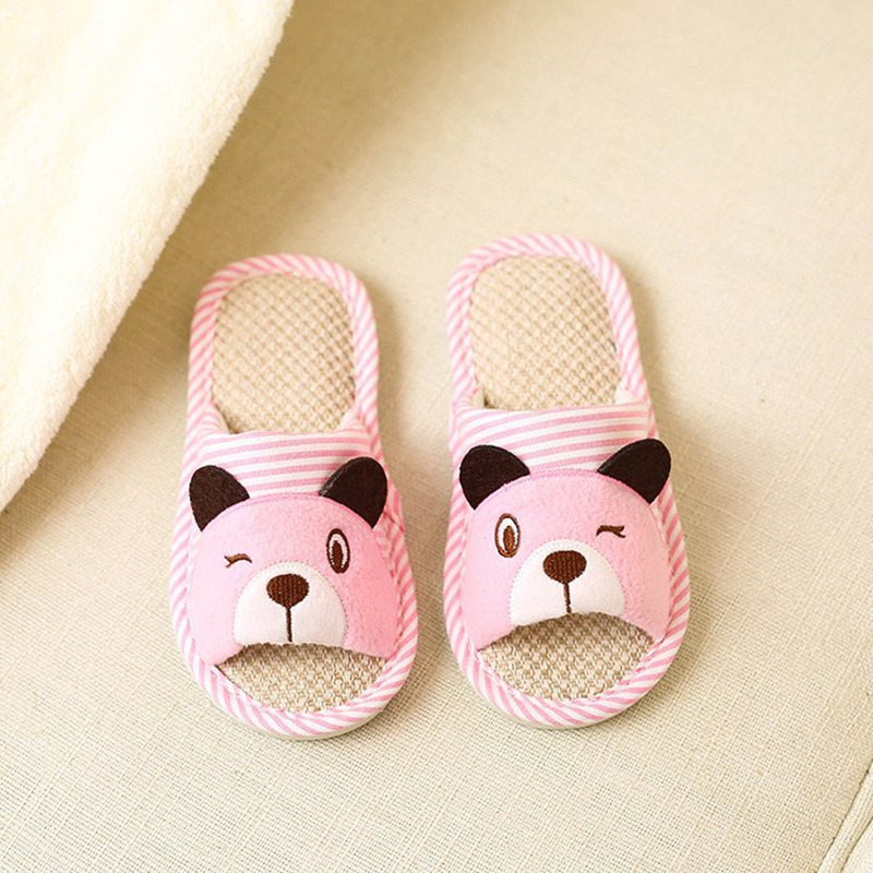 Kinderen Lente Herfst Slippers Kids Familie Slippers Cartoon Beer Huishoudelijke Anti-Slip Indoor Home Slippers voor Meisjes en Jongens: pink / 36
