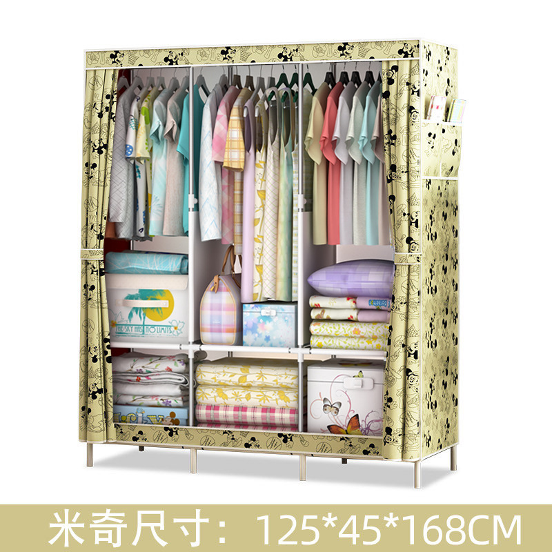 DIY Non-woven Folding Portable Wardrobe Bedroom Furniture Bedroom Storage Cabinet Simple modern dustproof wardrobe: Beige