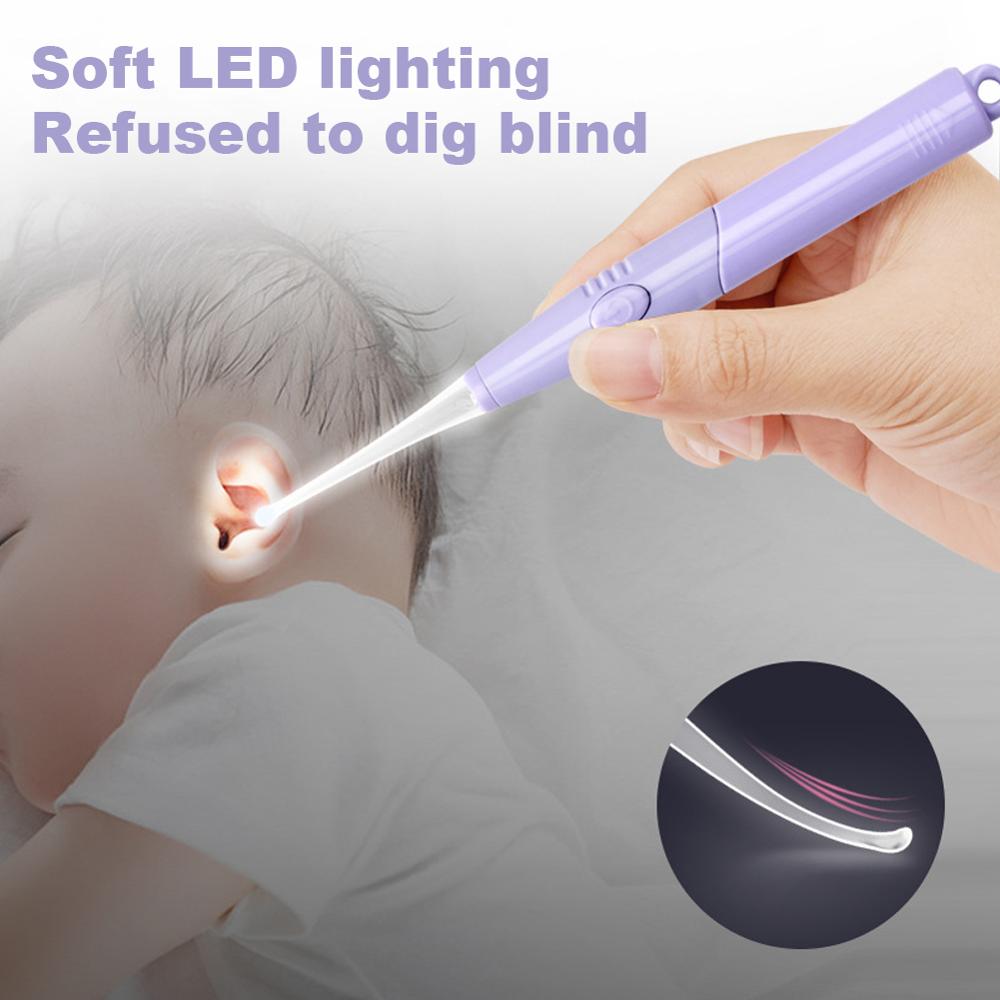 Baby Ear Cleaner Wax Removal Tool Flashlight Earpick Earwax Remover Luminous Curette Light Spoon