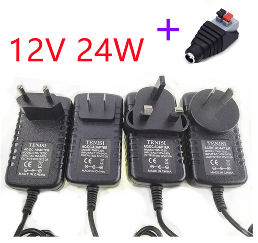Tn 12V 24W Eu Us Plug Driver Adapter AC110V 220V Naar DC12V 2A 5.5*2.1Mm led Voeding Voor Led Strip Verlichting Transformator Adapter