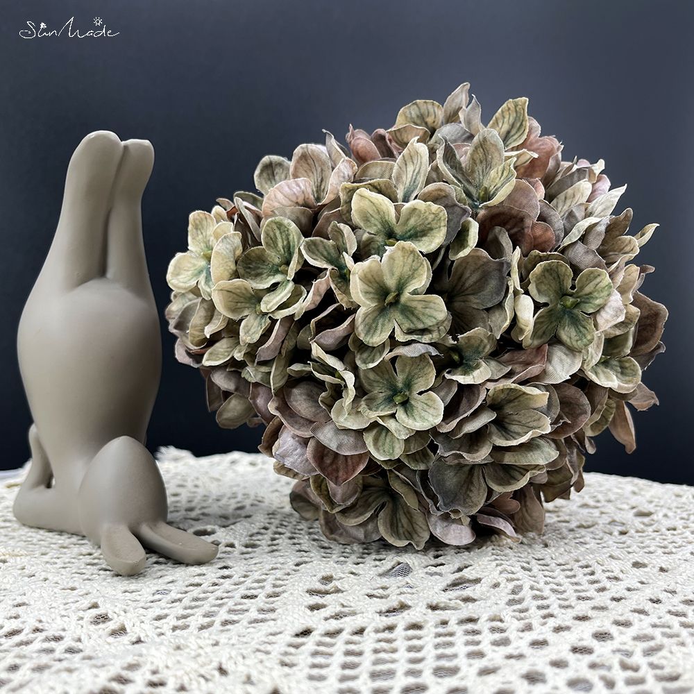 Flores artificiales de seda de hortensia grande, decoración de otoño, arreglo floral, suministros para el hogar y la boda: Grey Green