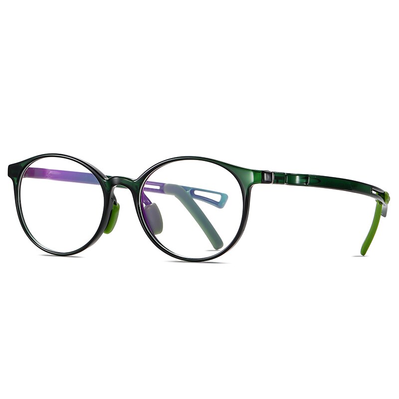 Enfants lunettes pour la vue 5-12 ans avec sangle Anti lumière bleue myopie Prescription lunettes ordinateur enfants lunettes TR90 rétro: Dark Green
