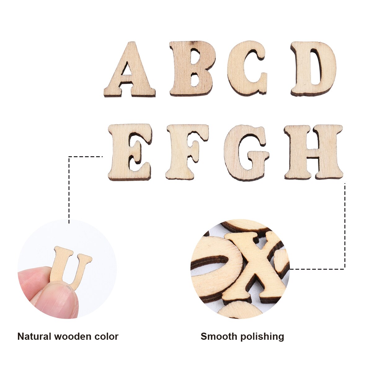 50/100PCS Unfinished Wooden Capital Letters Alphabet Wood Cutout Discs Assorted Styles For Patchwork Scrapbooking Arts Crafts