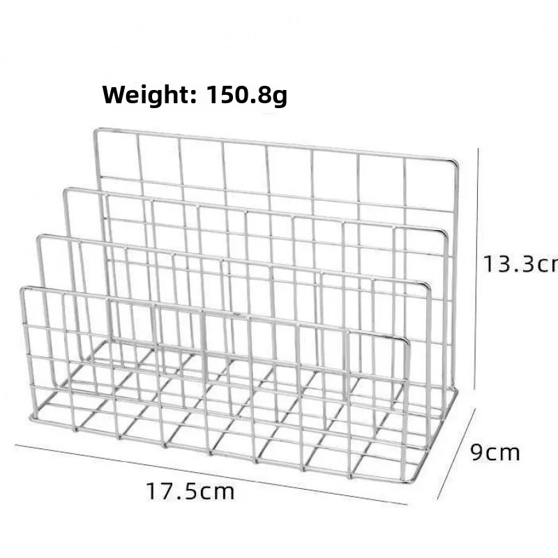Simple Iron Art Multi-Functional Desk Organizer Rack Bookend Stand Dormitory Storage Shelf Desktop Cosmetic Bag Japanese Style: Red