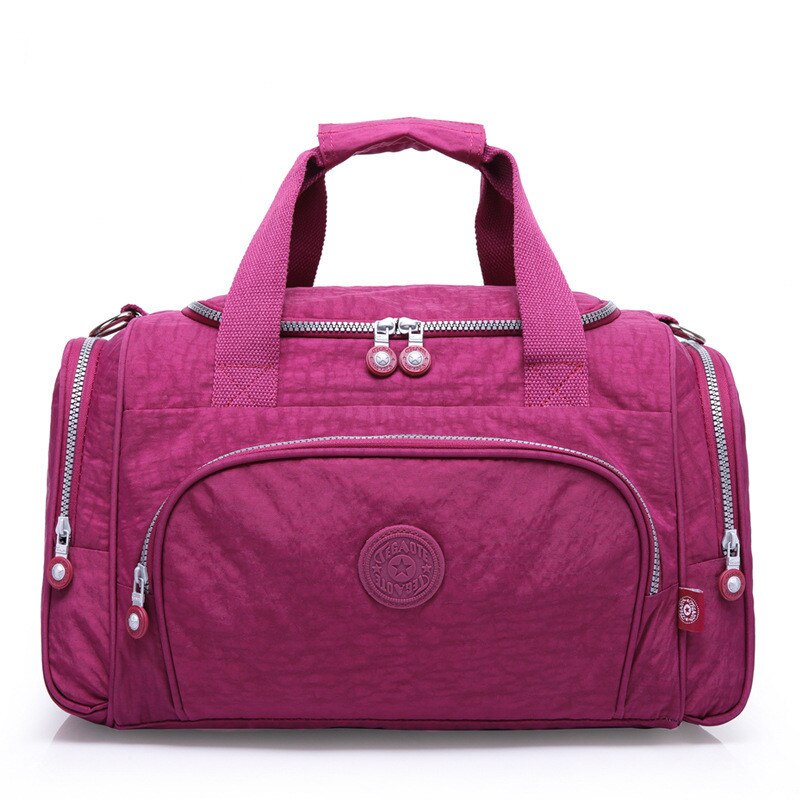 Bolsos de viaje de para hombre, bolsos de lona de viaje para mujer de gran capacidad, bolso de viaje de nailon para hombre, bolsa de viaje plegable: purple red