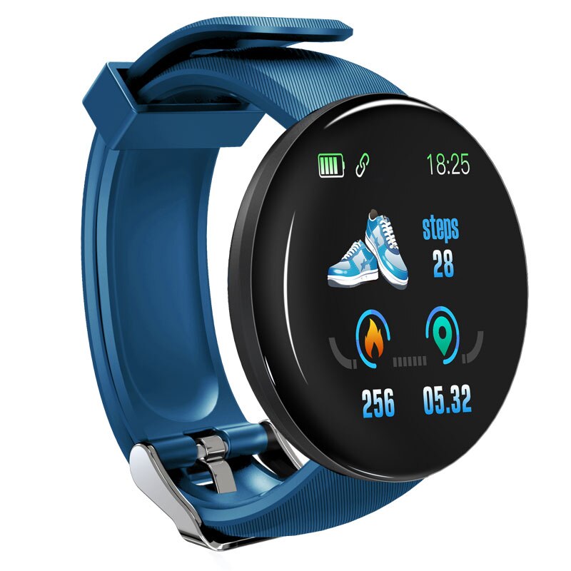 Herenhorloges sportklok dames smartwatch bloeddruk hartslagmeter waterdicht smartwatch horloge voor android ios: Blauw