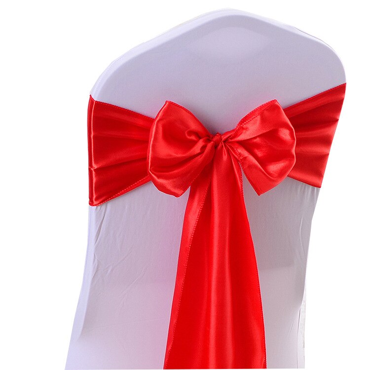 Cintas de lazo para silla de satén, cintas para decoración de Silla, boda, evento de Hotel, banquete, 50 Uds.,: Rojo