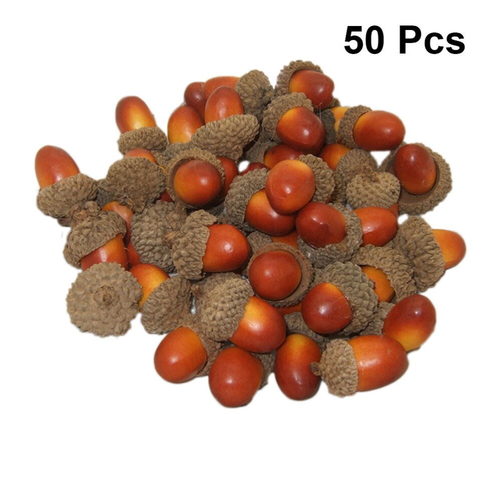 50pcs Acorn Lifelike False Photo Props Acorn Nuts Decor for Hotel Home