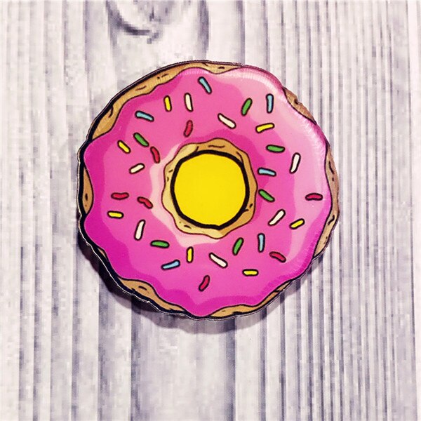 1Pcs Cartoon Harajuku Voedsel Badge Donuts Pizza Sushi Icoon Broche Acryl Pin Voor Kids Party Decoratie op Zak: Black Nickel