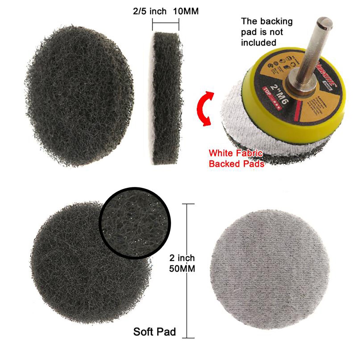 1–100 Stück 2 Zoll 50 mm Beflockung Scheuerschwamm runde Nylonfaser-Schleifscheiben zum Entfernen von Rost, Abstauben, Polieren, Schleifen