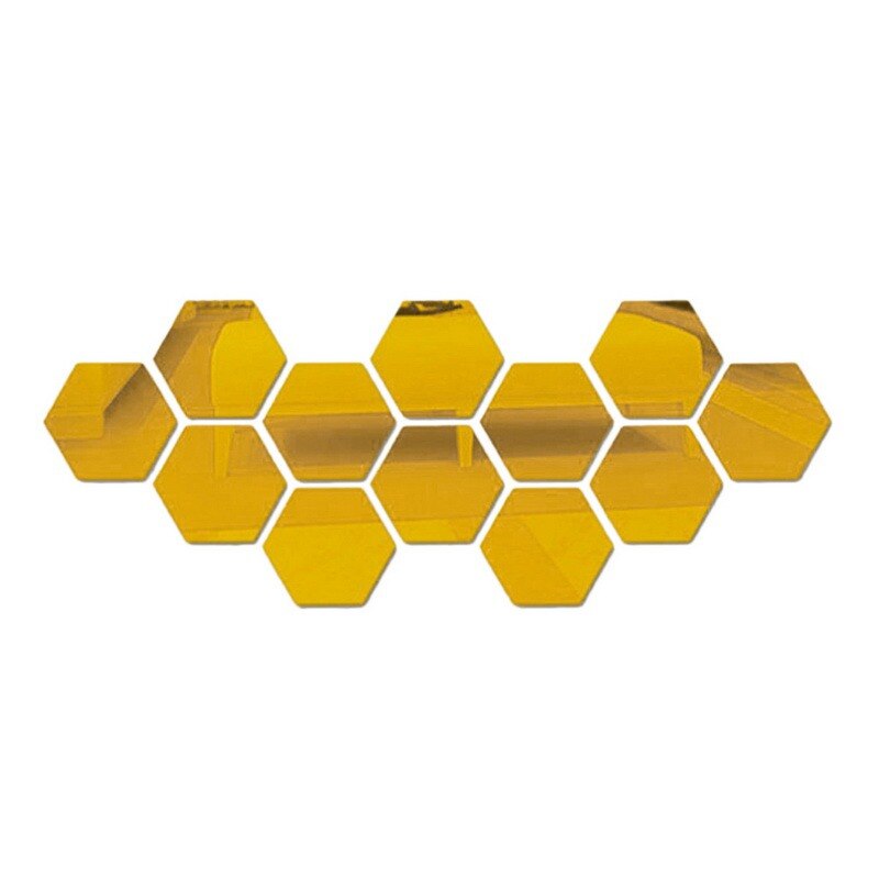 3D Hexagon Acryl Spiegel Zauberstab Aufkleber DIY Kunst Zauberstab Dekor Aufkleber Wohnzimmer Gespiegelt Aufkleber Gold Wohnkultur #26: G / L