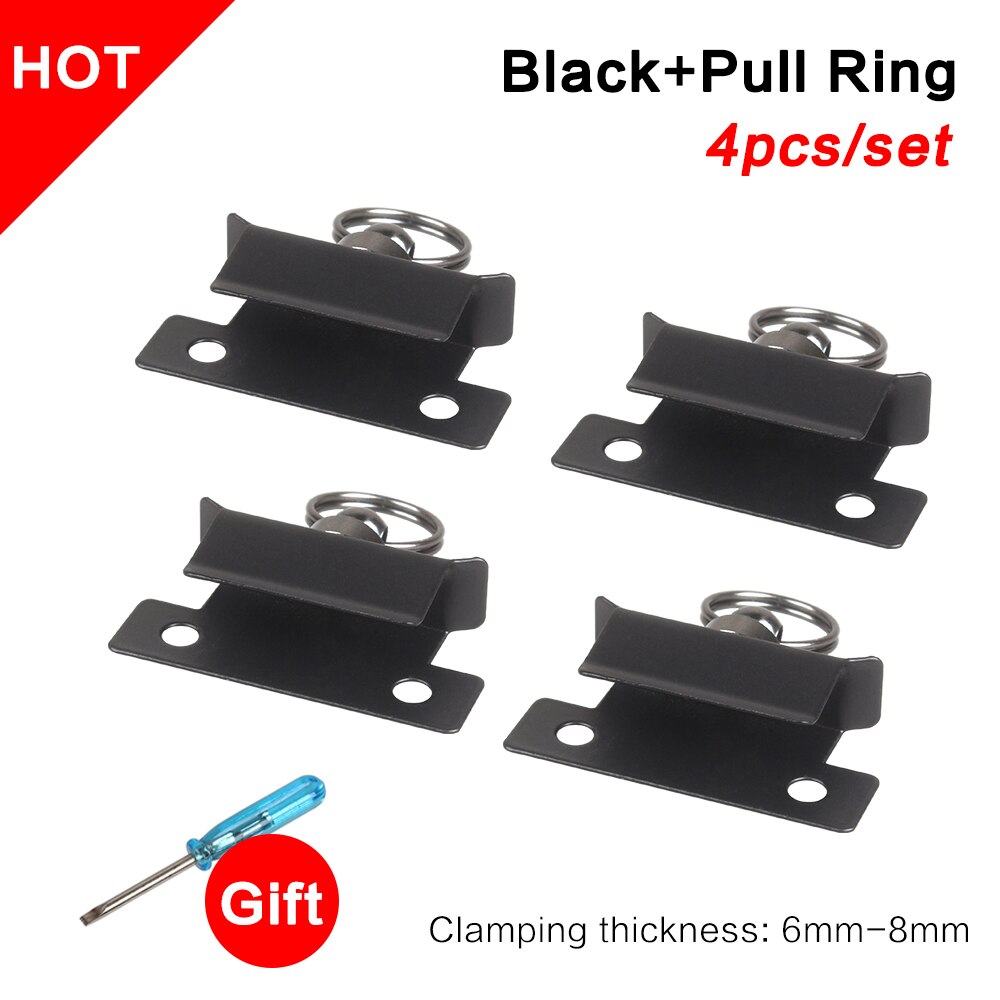 XCR3D 4pcs 3D Printer Parts Glass Platform Clamp Heated Bed Clip Colours Stainless Steel Plate Holder with Pull Ring for ender 3: Black Pull Ring