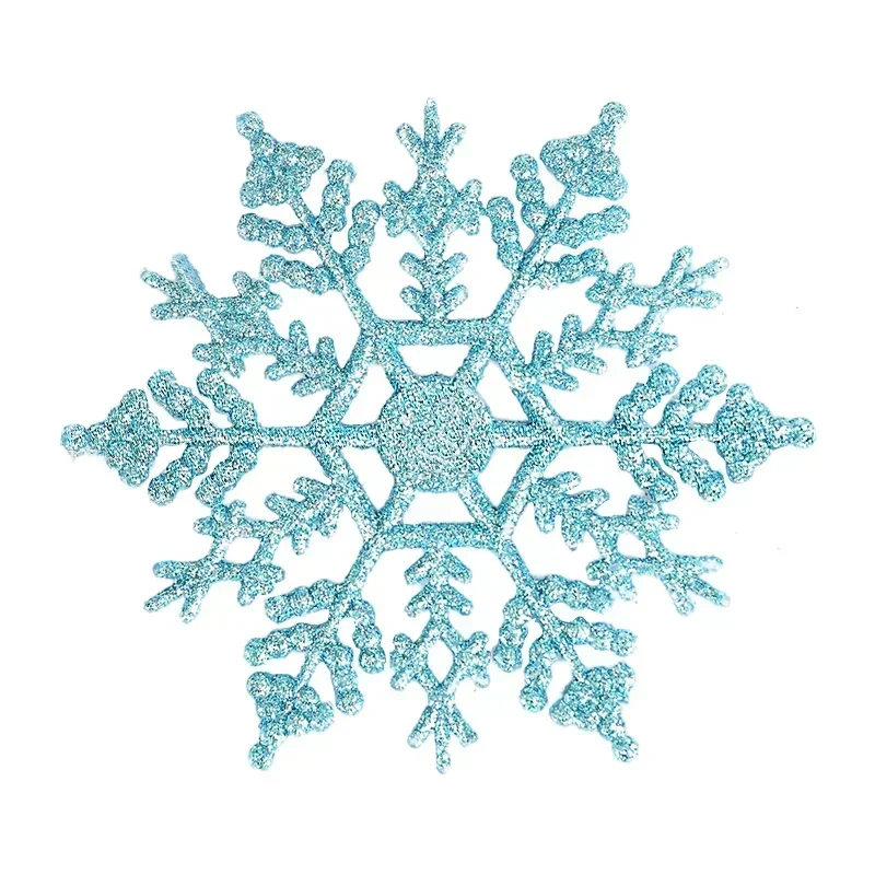 Pack Of 24/12/6 Pieces Snowflakes For Christmas Tree Decoration Blue Snowflakes With Bright Powder Winter Year Hanging Decor: SKY BLUE / 23cm