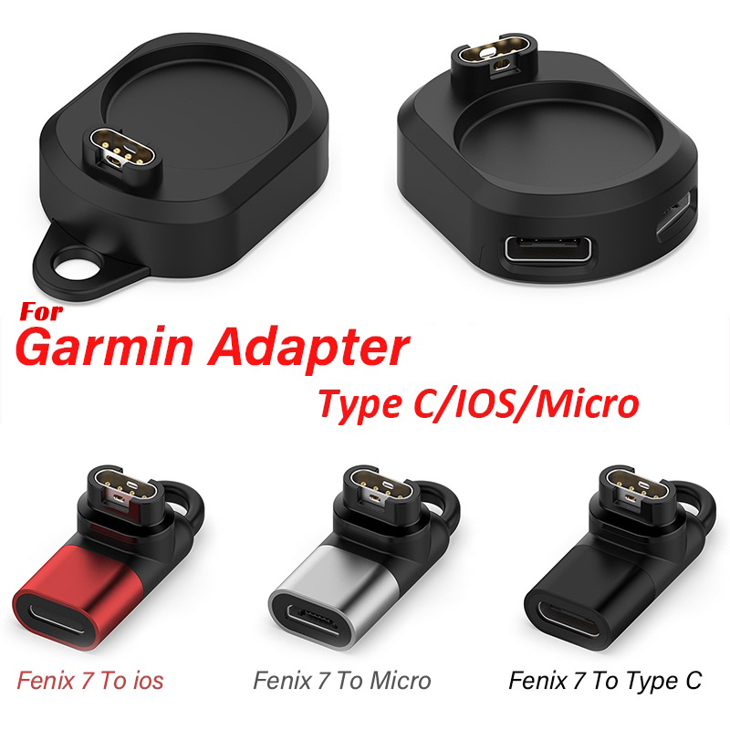 Adaptador de cargador de reloj 2 en 1 Tipo C/Micro Dock para Garmin Fenix 7 6 5 7x Instinct 2 Vivoactive 3 4 Venu 245 Forerunner 955 255