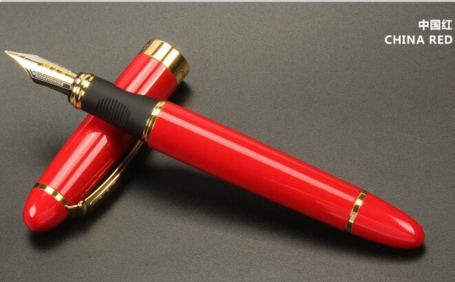Jinhao-pluma estilográfica de Metal de , plumas clásicas de cuerpo grueso de 1,0mm, pluma de caligrafía con punta curva, de tinta de lujo para escribir, X450: A / 0.5 MM Nib