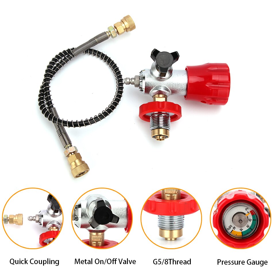 PCP Scuba Diving Valve CO2 Upgraded Filling Station for Carbon Fiber Cylinder Air Inflation to Small HPA Tank Refill Adapter