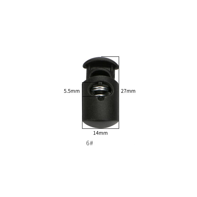 20-50 Pcs Single/Double hole Plastic Stopper Cord Lock Tighten Spring Cord End Buckles DIY Clothes Setting Button Accessories: 6 black / 50pcs