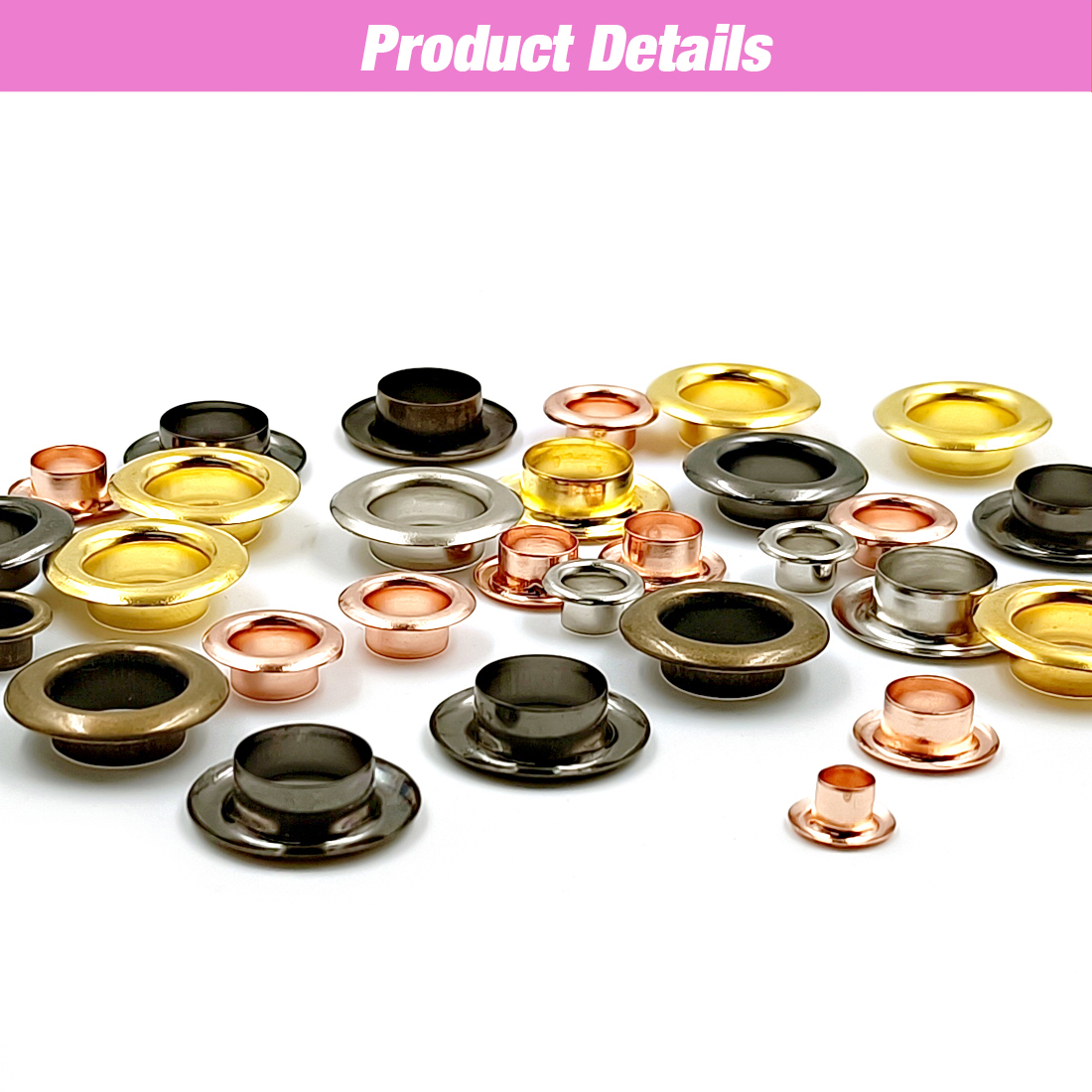 Juego de Ojales metálicos con arandelas para ropa, herramientas de artesanía de cuero, accesorios, zapatos, cinturón, tapa, bolsa, 4mm, 100 Uds.