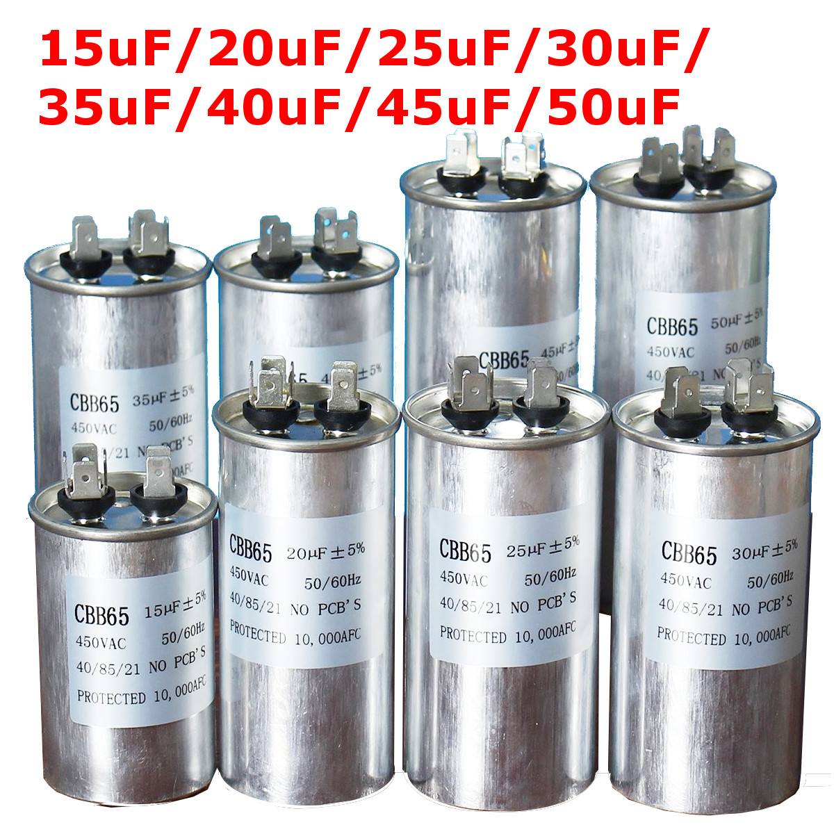 450V AC Motor Capacitor Air Conditioner Compressor Start Capacitor CBB65 15uF 20uF 25uF 30uF 35uF 40uF 45uF 50uF Air conditionin