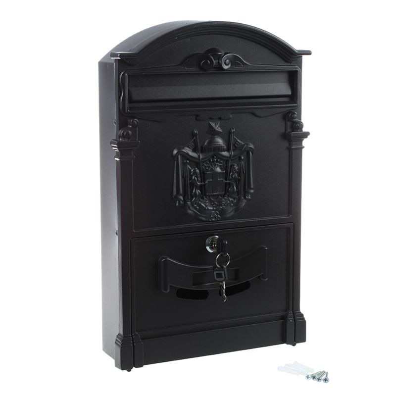 Heavy Duty Black Aluminium Lockable Secure Mail Letter Post Box Letterbox