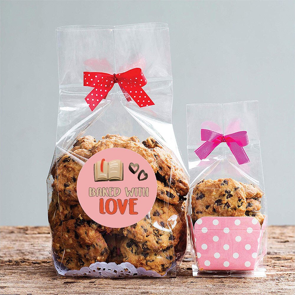 Pegatinas de comida redondas al horno con amor para niños, pegatinas bonitas para álbum de recortes, 1 pulgada, 4 diseños, 500 Uds. Por rollo