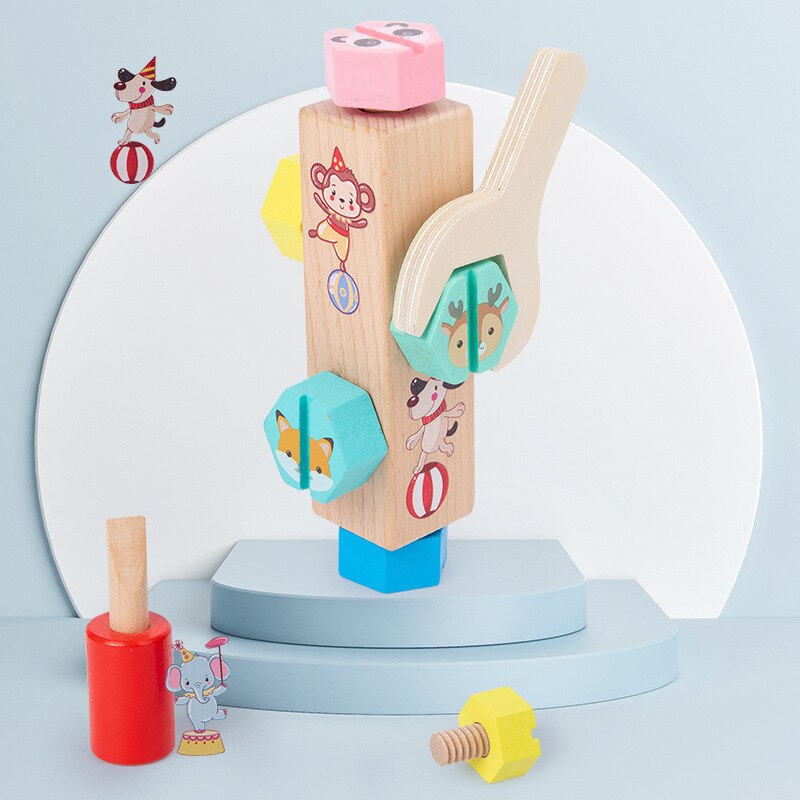 Disassembly Assembly Animals Screw Matching Color Children Hand Eye Coordination Wooden Parent-child Interactive Game Toys