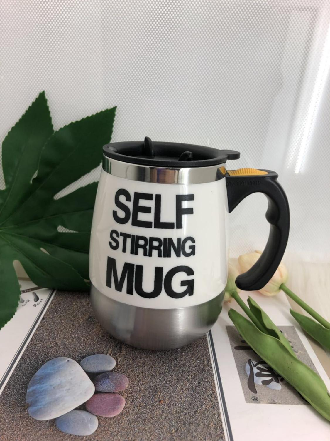 450ml kubek samomieszający automatyczny kubek mieszający robić kawy mleko ziarno owsiane kubek termiczny ze stali nierdzewnej podwójnie izolowana inteligentny kubek: biały