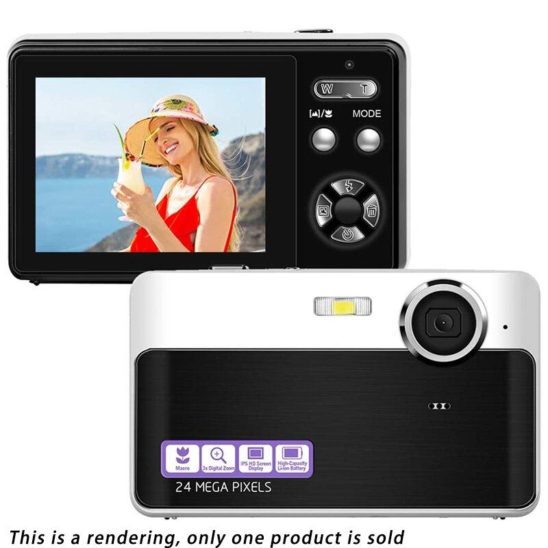 24 Mega Pixels 2.4inch Lcd Rechargeable Hd Digital Camera Compact Pocket Cameras With 3X Zoom For Students/Adults