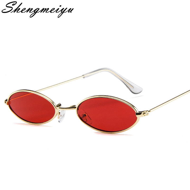 Små ovale solbriller til mænd mandlig retro metalramme gul rød vintage små runde solbriller til kvinder