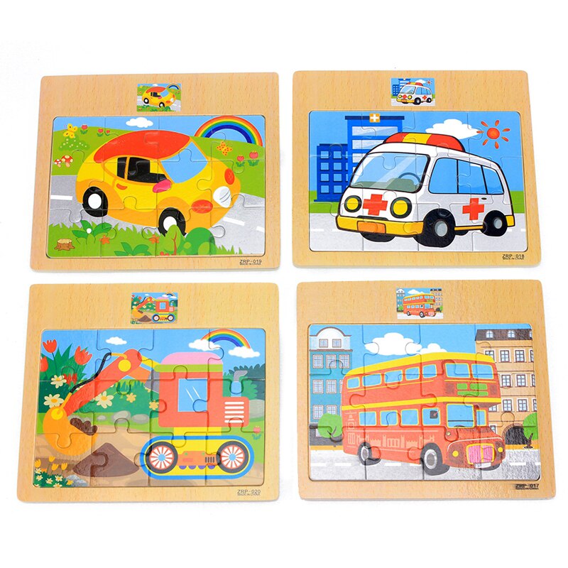 Bambino Giocattoli di Legno 3D Jigsaw Puzzle Di Cartone Animato Animale/Veicolo/Oceano/Dinosaur Puzzle Bus Puzzle Intelligenza Educativo Di Natale