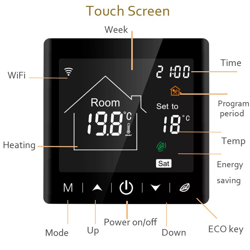 Beok-termostato WiFi con controlador de temperatura para caldera de Gas, termostato inteligente para calefacción de habitación, funciona con Alexa y Google Home