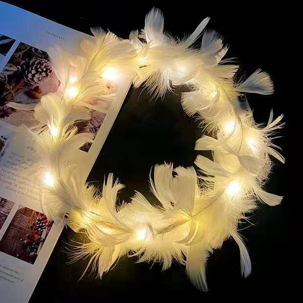 LED Flower Tulle Veil Headband Light Wreath Crown Women Girl Glow Party First Communion Wedding Luminous Festival Costume: White warm