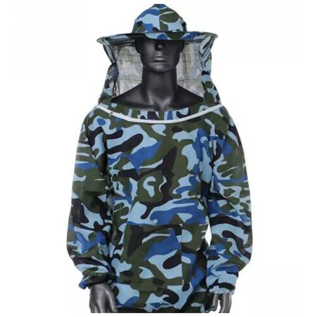 Camouflage Beekeeping Jacket Bee Protective Clothing Ventilated Bee Suits Man Woman Universal Clothing: BLUE