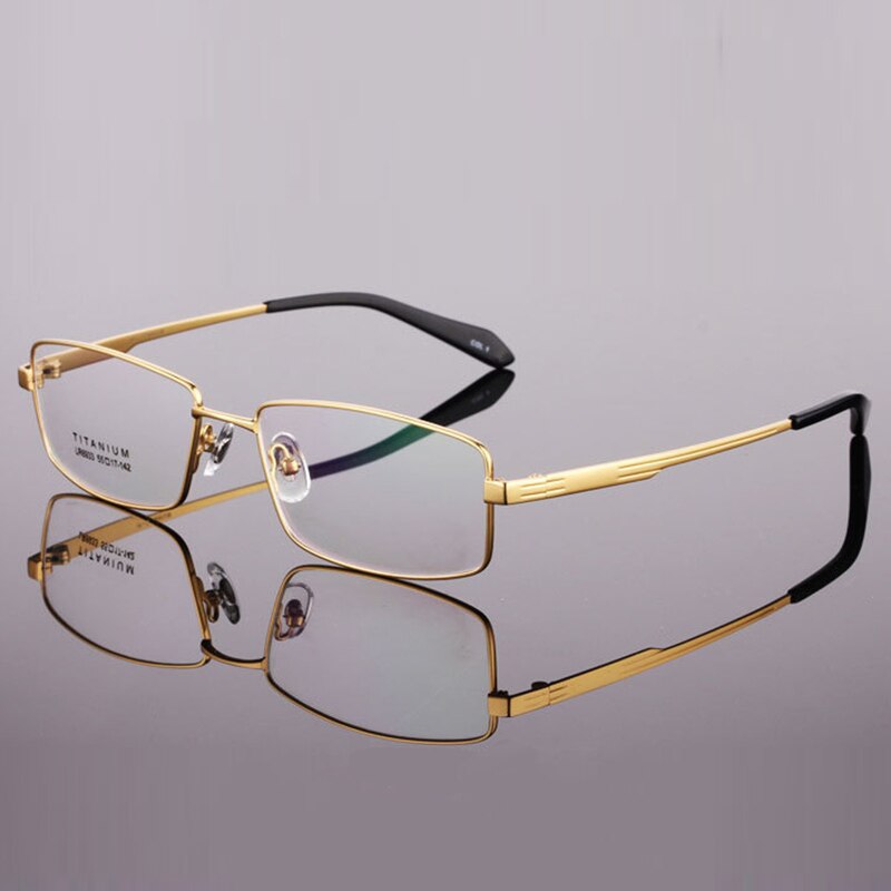 Men Spectacle Frame Eyeglasses Pure Titanium Computer Optical Glasses Clear Lens Frame For Male Prescription Eyewear RS447: RS447 C2 Gold