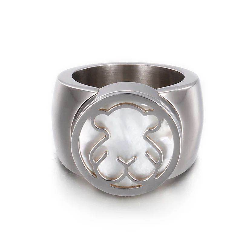 Rvs Hollow Bear Ringen Shell Vorm Vrouwelijke Engagement Sieraden Ringen: 6 / Steel