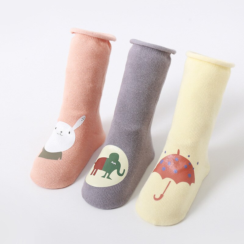 Babystrumpor flickor söt tecknad bomull calcetines djurtryck barn pojke meia småbarnsstrumpor småbarn flicka skor strumpor hockn: 75007-2 kaniner / Ss (0-1yr)