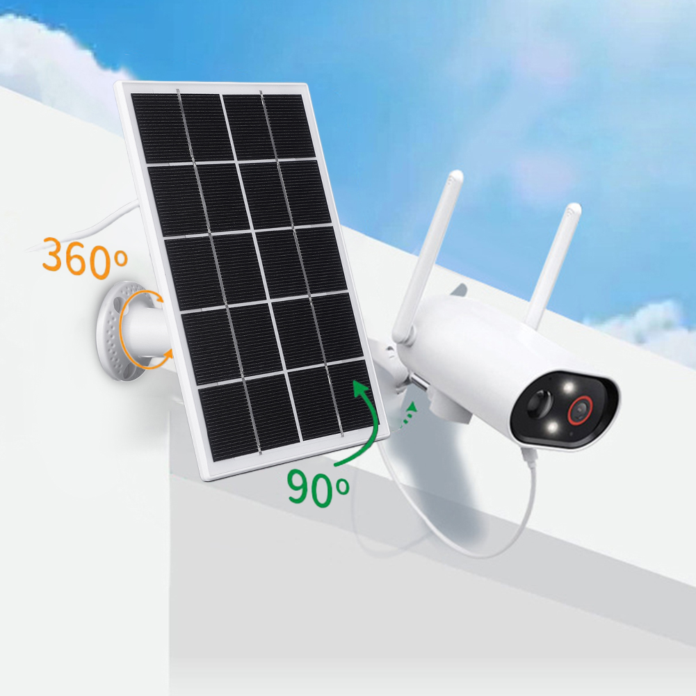 3.3W Solar Panel IP65 Waterproof Micro USB&Type-C Solar Panel Charger for Arlo/Ring/Eufy/Blink Doorbell Security Camera
