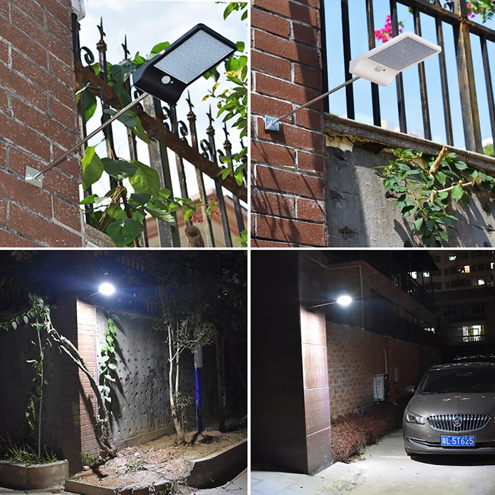 Led-zonnelamp met 36 led's, pir-bewegingssensor, nachtlamp voor buiten, waterdichte tuin, straatverlichting, beveiligingslamp voor aan de muur