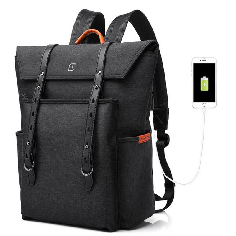 Men Backpack USB Charging Laptop Computer Backpack Travel School Bags Large Capacity Waterproof Air Cushion Strap Solid Big: Black