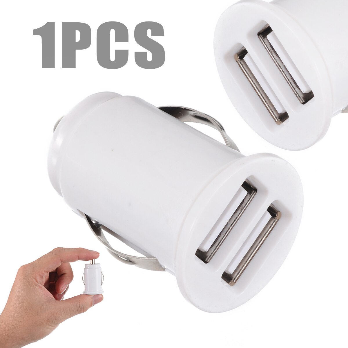 Mini adaptador de cargador de coche DC 12V 2.1A Dual 2 puertos USB adaptador de cargador de teléfono para el coche: White