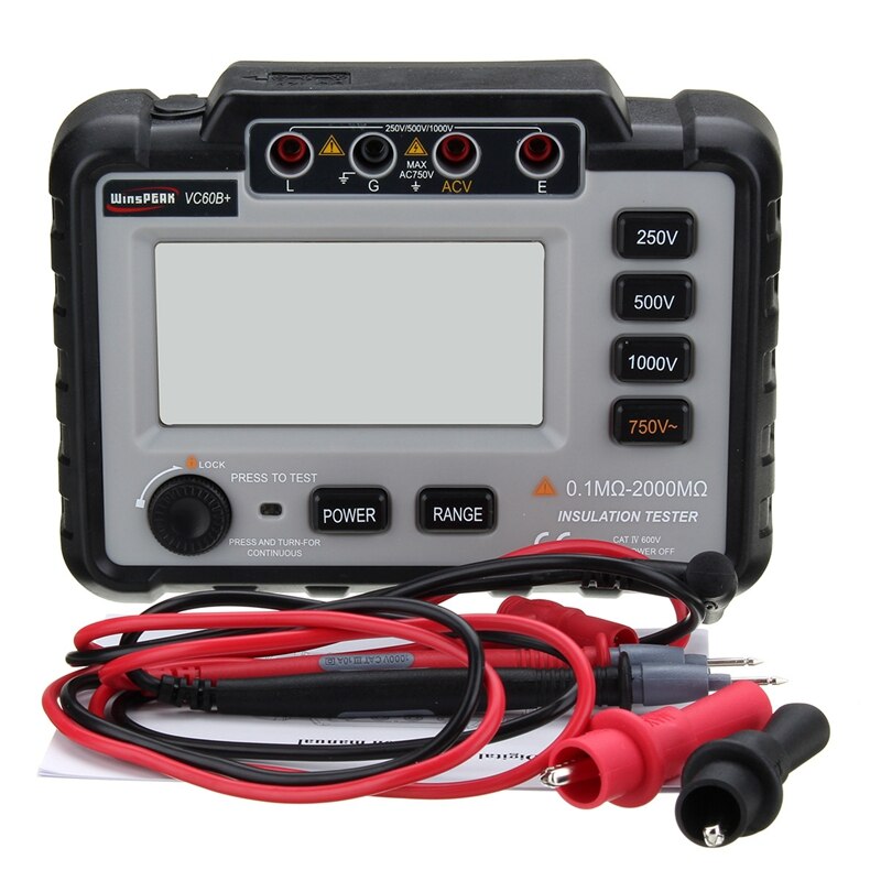 Probador de Aislamiento digital Megger Winspeak Vc60B + 1000V Megohmmeter ohmios probador de resistencia de insinsulación medidor multímetro