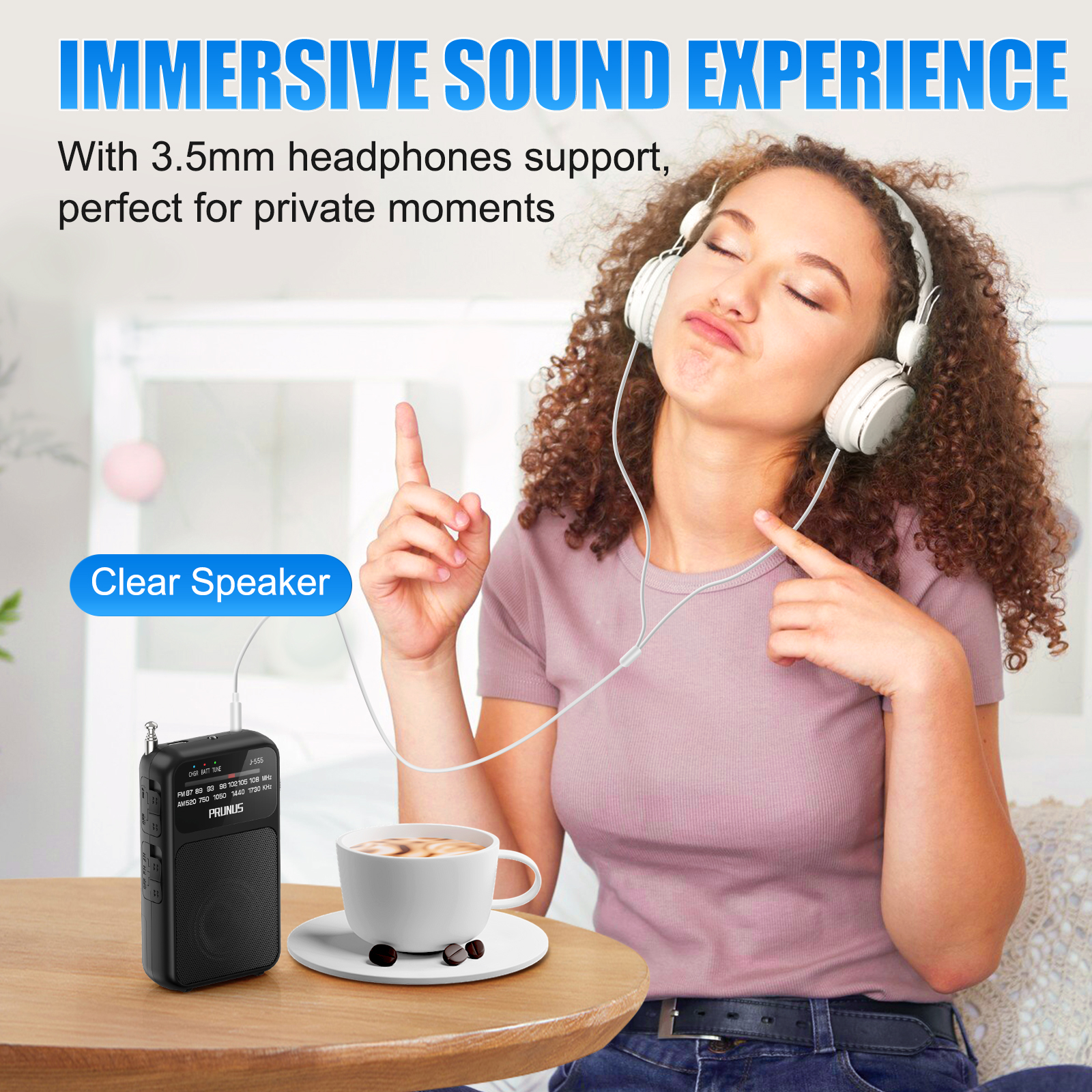 Mini Radio de bolsillo portátil AM FM AAA USB-C potencia 800mAh batería recargable excelente recepción altavoz transparente conector para auriculares