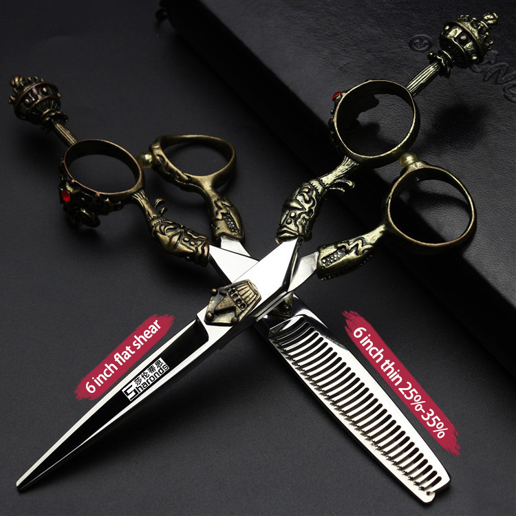 Vintage Hairdressing Scissors 6 Inch 7 Inch Hairstylist Special Flat Scissors Dental Scissors Combination Haircutting Sets